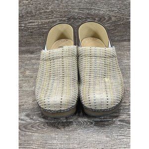 DANSKO STRIPED FABRIC CLOGS SIZE 37 ( 6.5 )